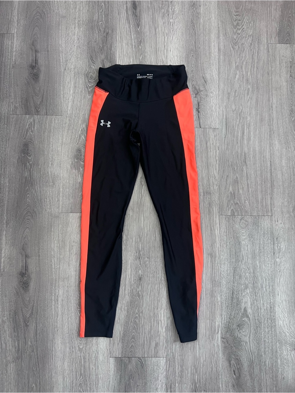 Under Armour Women’s Black Leggings with Orange Side Panels